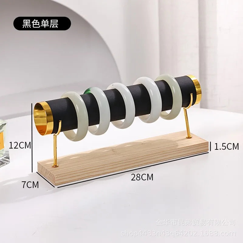 JOYSO™ 3 Tier Metal & Wood Bracelet Watch Display Stand