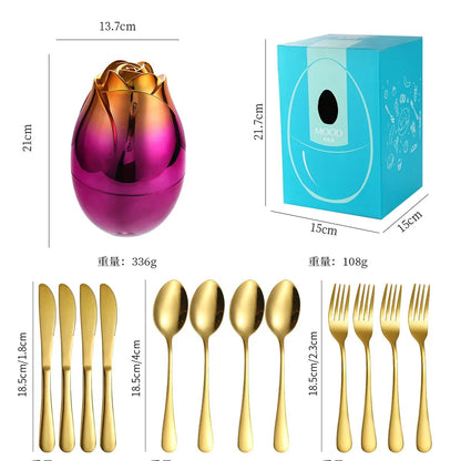 JOYSO™ Rose Egg Stainless Steel Fork & Spoon Gift Set