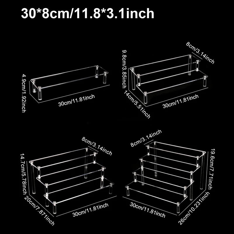 JOYSO™ Acrylic Clear Riser Display Stand – 1 to 4 Tier