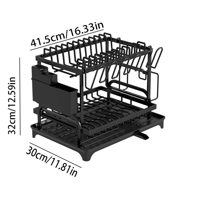 JOYSO™ 2 Tier Dish Drying Rack with Drainboard