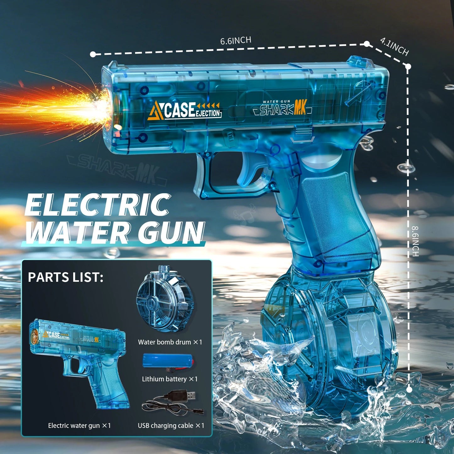 JOYSO™ USB Rechargeable Electric Water Gun – Blue