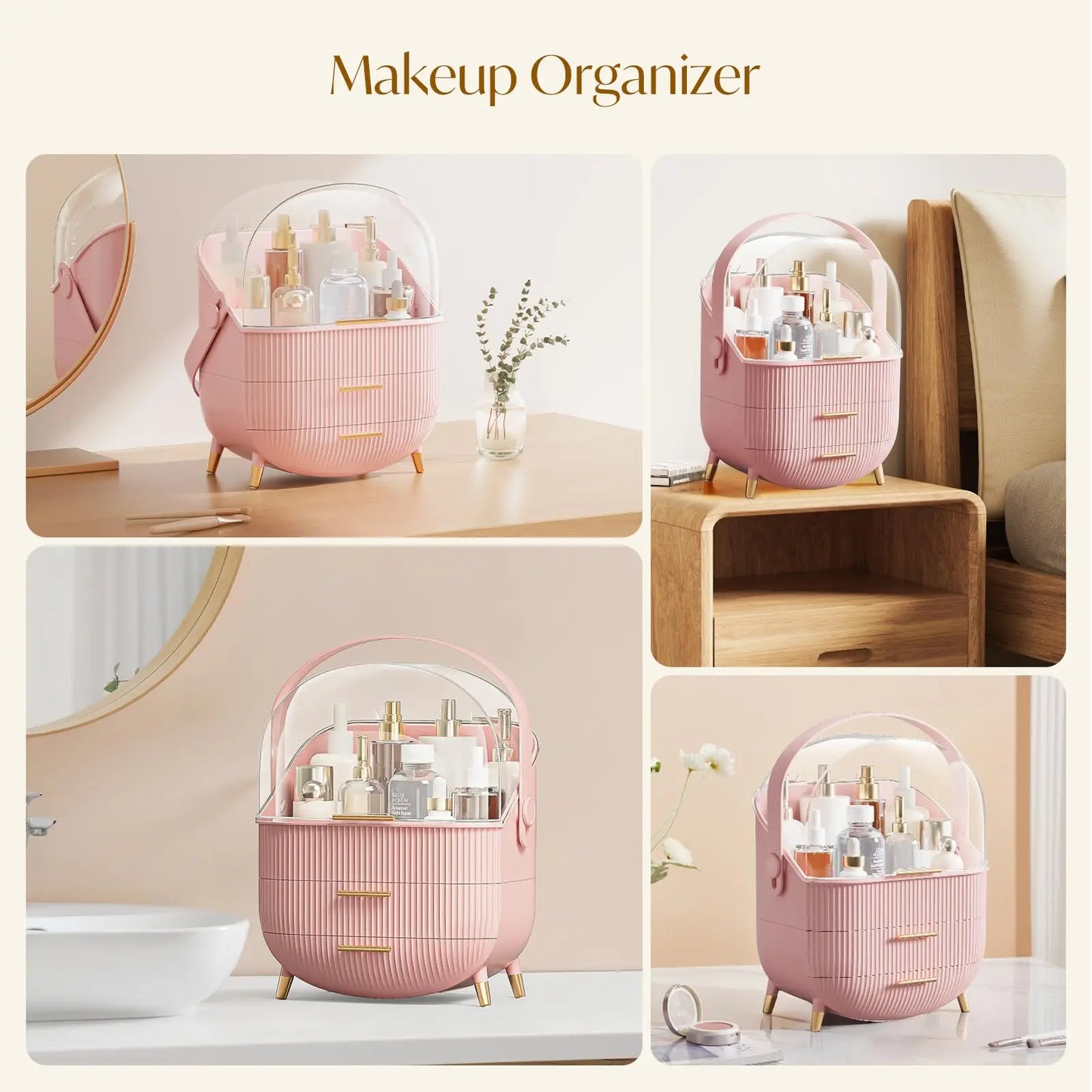 JOYSO™ Waterproof Makeup Organizer with Lid & Drawers
