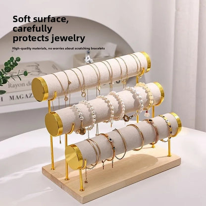 JOYSO™ 3 Tier Metal & Wood Bracelet Watch Display Stand