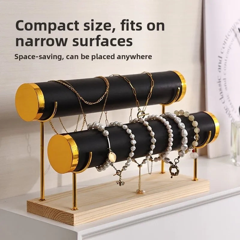 JOYSO™ 3 Tier Metal & Wood Bracelet Watch Display Stand