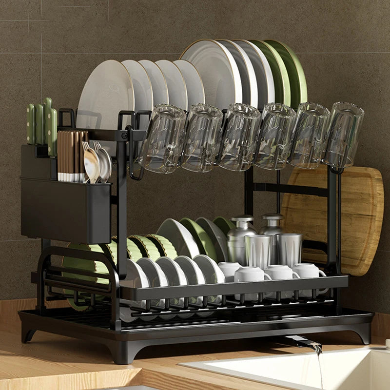 JOYSO™ 2 Tier Dish Drying Rack with Drainboard