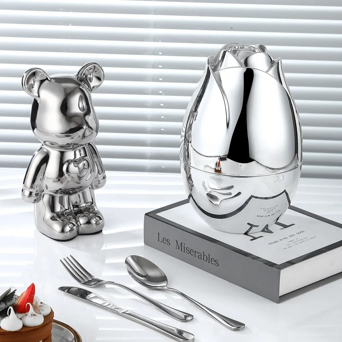 JOYSO™ Rose Egg Stainless Steel Fork & Spoon Gift Set