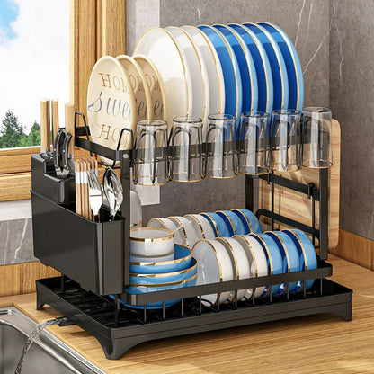 JOYSO™ 2 Tier Dish Drying Rack with Drainboard