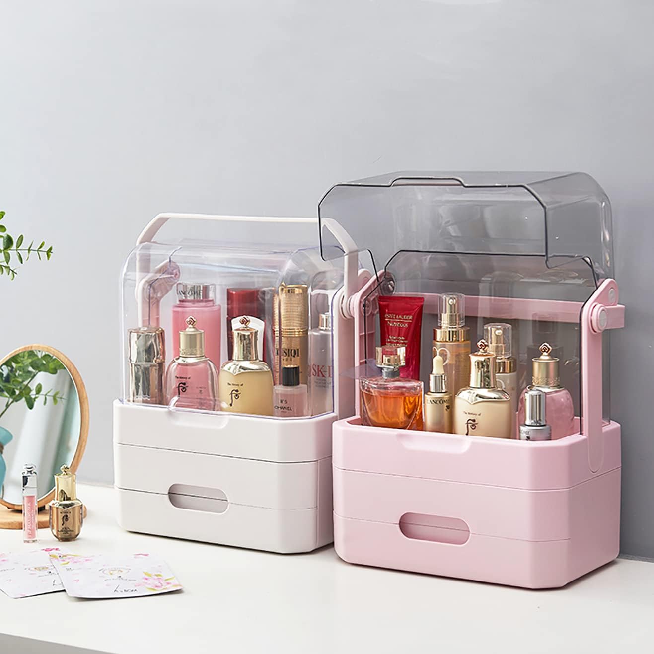 JOYSO™ Large Makeup Organizer with Dustproof Lid & Drawers
