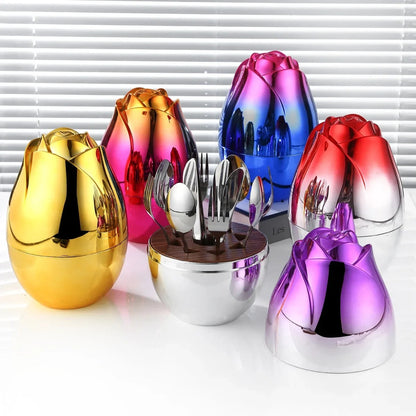 JOYSO™ Rose Egg Stainless Steel Fork & Spoon Gift Set