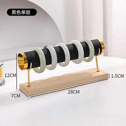 JOYSO™ 3 Tier Metal & Wood Bracelet Watch Display Stand