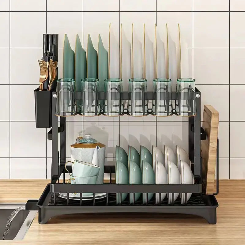 JOYSO™ 2 Tier Dish Drying Rack with Drainboard