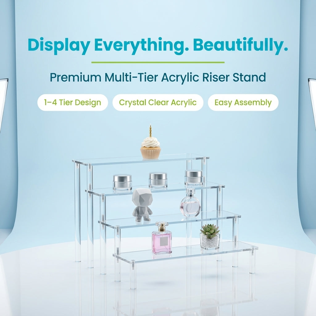 JOYSO™ Acrylic Clear Riser Display Stand – 1 to 4 Tier