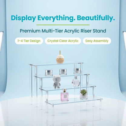 JOYSO™ Acrylic Clear Riser Display Stand – 1 to 4 Tier