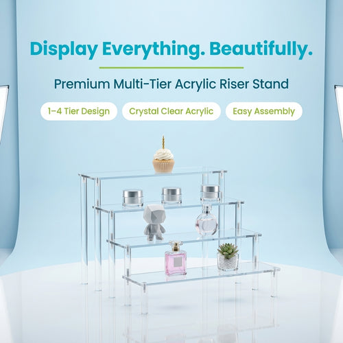 JOYSO™ Acrylic Clear Riser Display Stand – 1 to 4 Tier