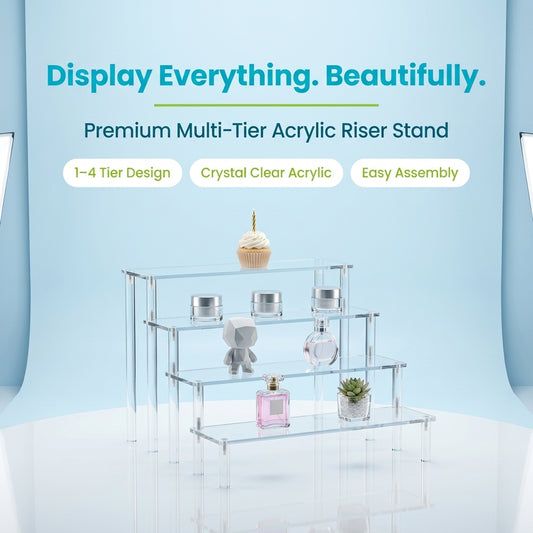 JOYSO™ Acrylic Clear Riser Display Stand – 1 to 4 Tier