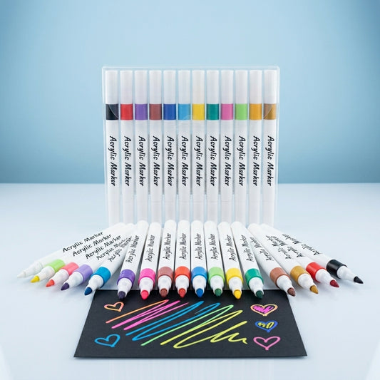 JOYSO™ 12 Colors Acrylic Paint Markers – Dual Tip Set
