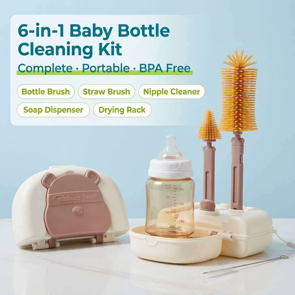 JOYSO™ 6-in-1 Portable Baby Bottle Cleaning Brush Kit