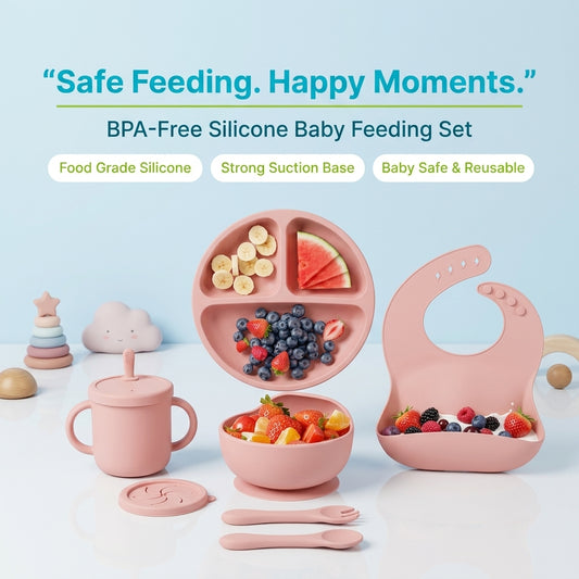 JOYSO™ BPA Free Silicone Baby Feeding Set – Bowl & Plate