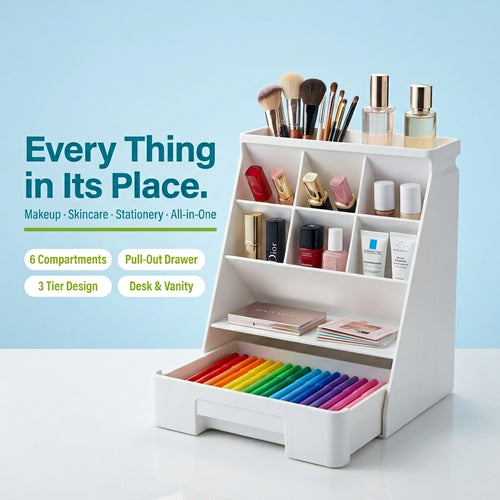 JOYSO™ Multi-Compartment Makeup & Desk Organizer