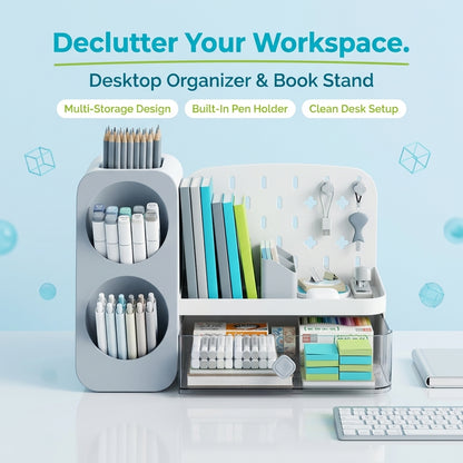 JOYSO™ Desktop Organizer with Pen Holder & Book Stand