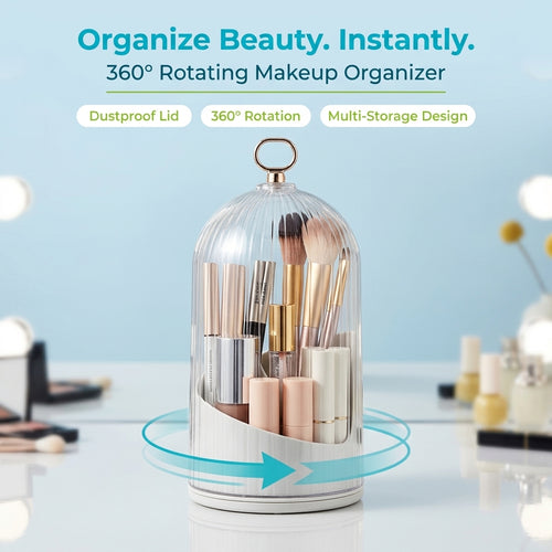 JOYSO™ 360° Rotating Makeup Brush Holder with Dustproof Lid