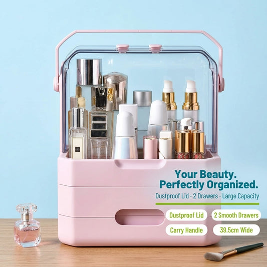 JOYSO™ Large Makeup Organizer with Dustproof Lid & Drawers