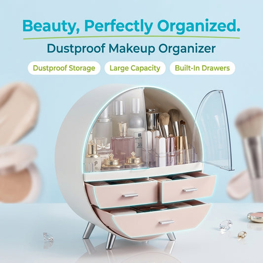 JOYSO™ Dustproof Makeup Organizer with Drawers & Brush Holder
