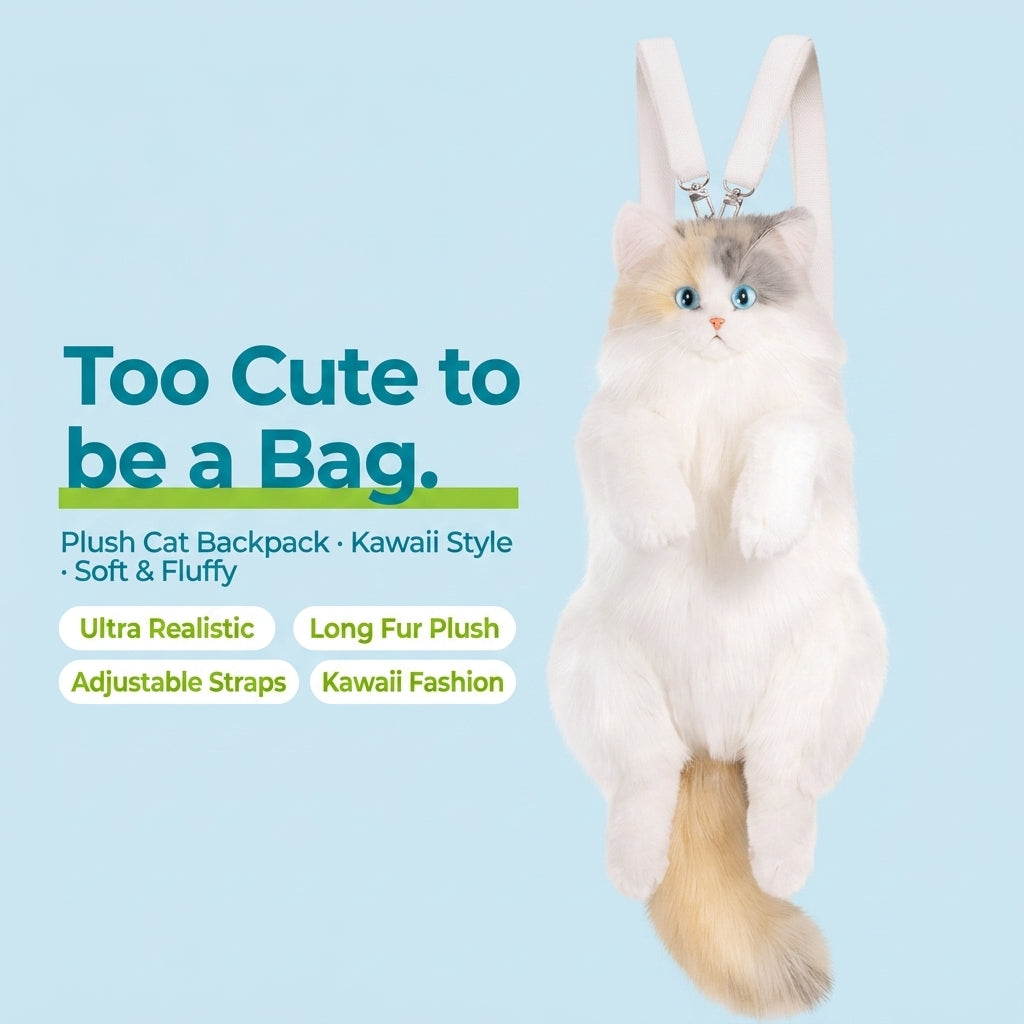 JOYSO™ Cute Plush Cat Backpack for Girls – Kawaii Style