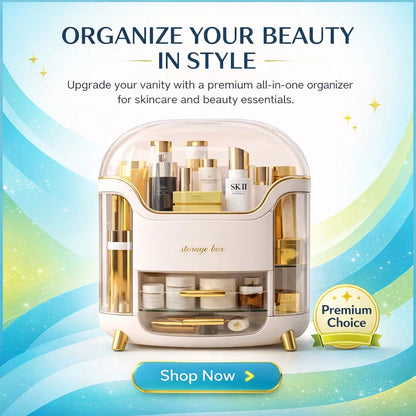 JOYSO™ Luxury Makeup Organizer with Drawer & Dustproof Lid
