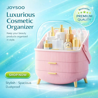 JOYSO™ Waterproof Makeup Organizer with Lid & Drawers